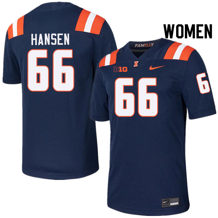 Women #66 Brandon Hansen Illinois Fighting Illini College Football Jerseys Stitched-Navy